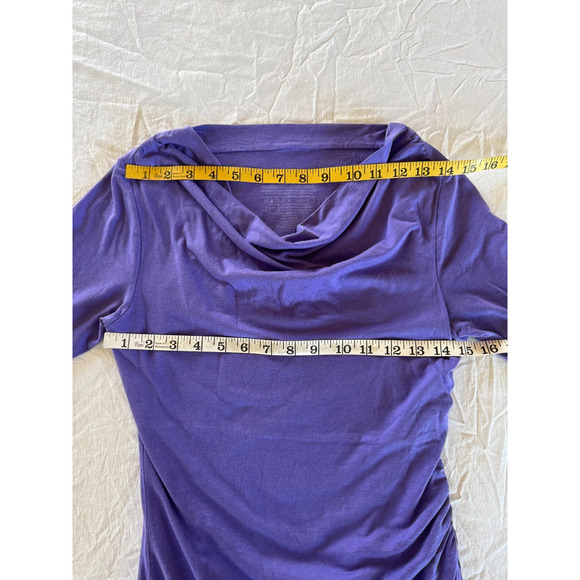 Patagonia Purple Ruched Knit Dress 3/4 Sleeve Sz S Small Organic Cotton Blend - Picture 6 of 8